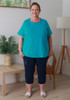 Plus Size Cotton Round Neck Everyday Tee In Blue