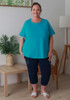Plus Size Cotton Round Neck Everyday Tee In Blue