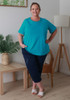 Plus Size Cotton Round Neck Everyday Tee In Blue