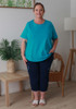 Plus Size Cotton Round Neck Everyday Tee In Blue