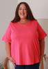 Plus Size Cotton Round Neck Everyday Tee In Hot Pink