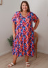 Plus Size Stretch Slip On Dress In Fiery Floral