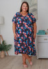 Plus Size Stretch Slip On Dress In Dreamy Magnolia Print