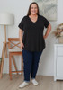 plus size black short sleeve top in bamboo stretch 