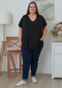 plus size black short sleeve top in bamboo stretch 
