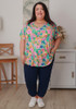 plus size floral summer short sleeve top