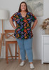 plus size playful print short sleeve top