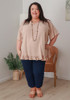 Plus Size Linen Blend Ruffle Hem Top