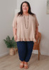 Plus Size Linen Blend Ruffle Hem Top