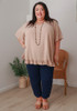 Plus Size Linen Blend Ruffle Hem Top