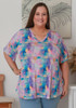 Plus  Size Stretch Rayon Tee in Pastel Brushstrokes