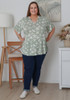 Plus Size Stretch Rayon Tee in Olive Starfish and Shells