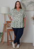 Plus Size Stretch Rayon Tee in Olive Starfish and Shells