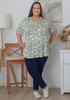Plus Size Stretch Rayon Tee in Olive Starfish and Shells