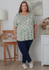 Plus Size Stretch Rayon Tee in Olive Starfish and Shells