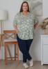 Plus Size Stretch Rayon Tee in Olive Starfish and Shells