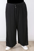 Plus Size Linen Blend Wide Leg Pant in Black
