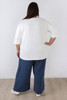 Plus Size Linen Blend Wide Leg Pant in Blue