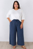 Plus Size Linen Blend Wide Leg Pant in Blue