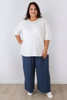 Plus Size Linen Blend Wide Leg Pant in Blue