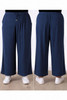 Plus Size Linen Blend Wide Leg Pant in Blue