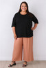 Plus Size Linen Blend Wide Leg Pant in Clay Beige