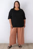 Plus Size Linen Blend Wide Leg Pant in Clay Beige