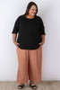 Plus Size Linen Blend Wide Leg Pant in Clay Beige
