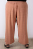 Plus Size Linen Blend Wide Leg Pant in Clay Beige