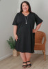 Plus Size Stretch Cotton Dress In Black