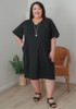 Plus Size Stretch Cotton Dress In Black