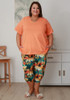 Plus Size Bamboo Crop Ruched Pant In Hawaiian Sunset