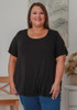 Plus Size Scoop Neck Bamboo Tee In Black