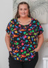 Plus Size Scoop Neck Bamboo Tee in Funky Hearts