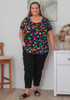 Plus Size Scoop Neck Bamboo Tee in Funky Hearts