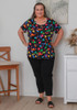 Plus Size Scoop Neck Bamboo Tee in Funky Hearts