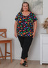 Plus Size Scoop Neck Bamboo Tee in Funky Hearts