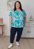 Plus Size Scoop Neck Bamboo Tee In Ocean Bloom