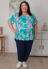 Plus Size Scoop Neck Bamboo Tee In Ocean Bloom