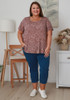 Plus Size Scoop Neck Bamboo Tee In Mocha Floral Outline