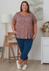 Plus Size Scoop Neck Bamboo Tee In Mocha Floral Outline