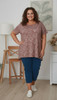 Plus Size Scoop Neck Bamboo Tee In Mocha Floral Outline