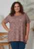 Plus Size Scoop Neck Bamboo Tee In Mocha Floral Outline