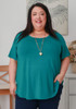 Plus Size Scoop Neck Bamboo Tee In Teal