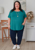 Plus Size Scoop Neck Bamboo Tee In Teal