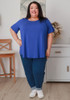 Plus Size Scoop Neck Bamboo Tee In Blue