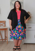 Plus Size Bamboo Short Stretch Skirt In Bold Floral