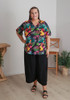 Plus Size Wide Leg Linen Crop Pant In Black