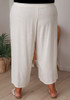 Plus Size Wide Leg Linen Crop Pant In White