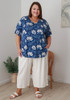 Plus Size Wide Leg Linen Crop Pant In White
